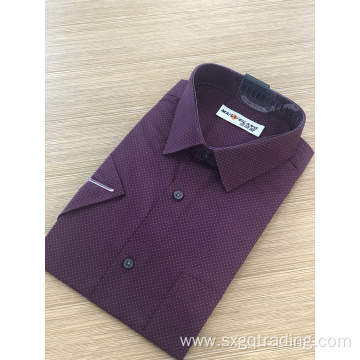 Men's cvc stand-up collar print short sleeve shirt